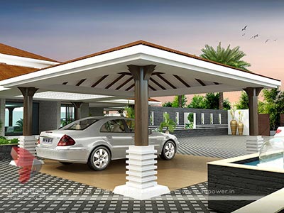 Modern Bungalow 3d rendering, UAE
